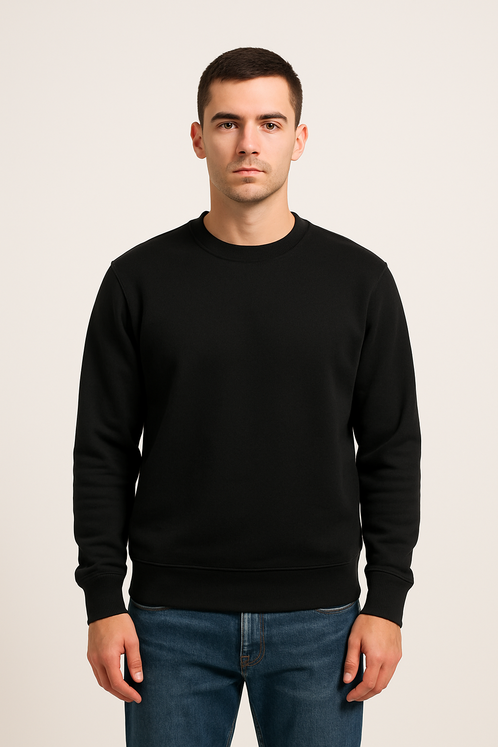 Classic Black Round neck Sweatshirt – Minimal & Timeless