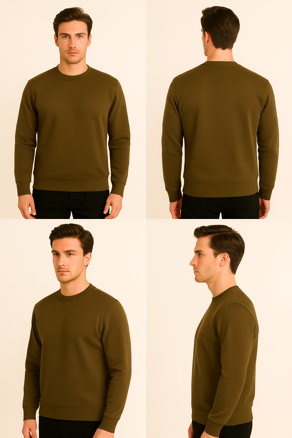 Classic Olive Green Round neck Sweatshirt – Minimal & Timeless