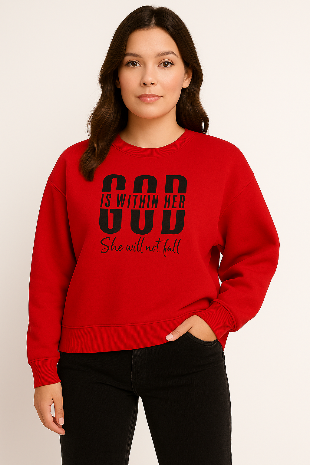 Red Premium Sweatshirt – Luxury Comfort, Motivational HD Print