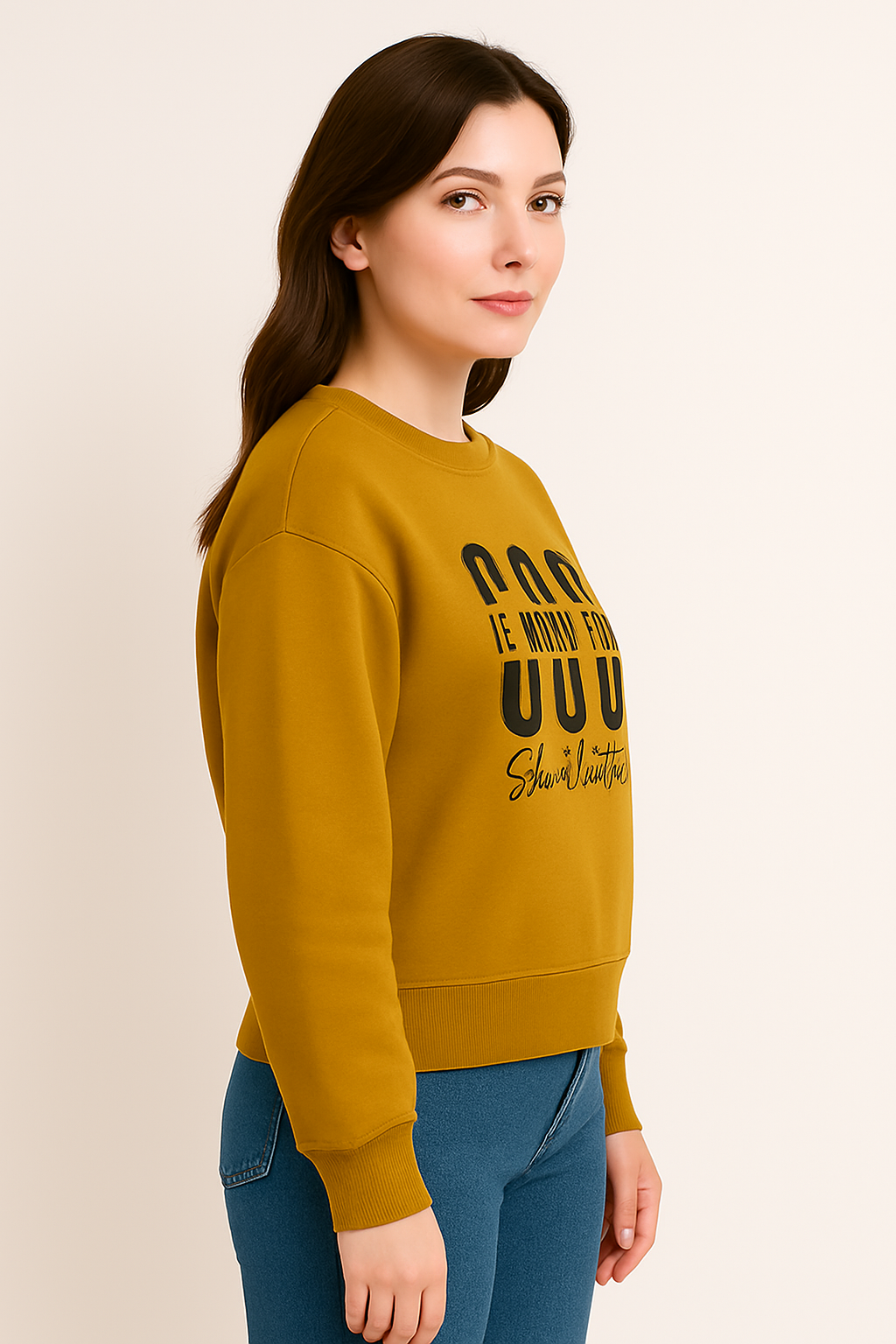 Mustard Yellow  Premium Sweatshirt – Luxury Comfort, Motivational HD Print