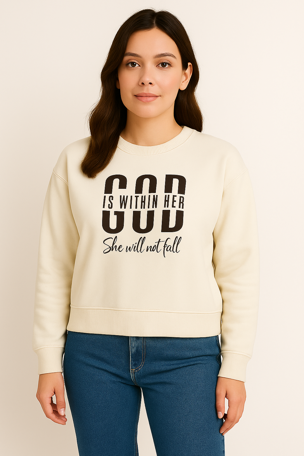 Off White Premium Sweatshirt – Luxury Comfort, Motivational HD Print