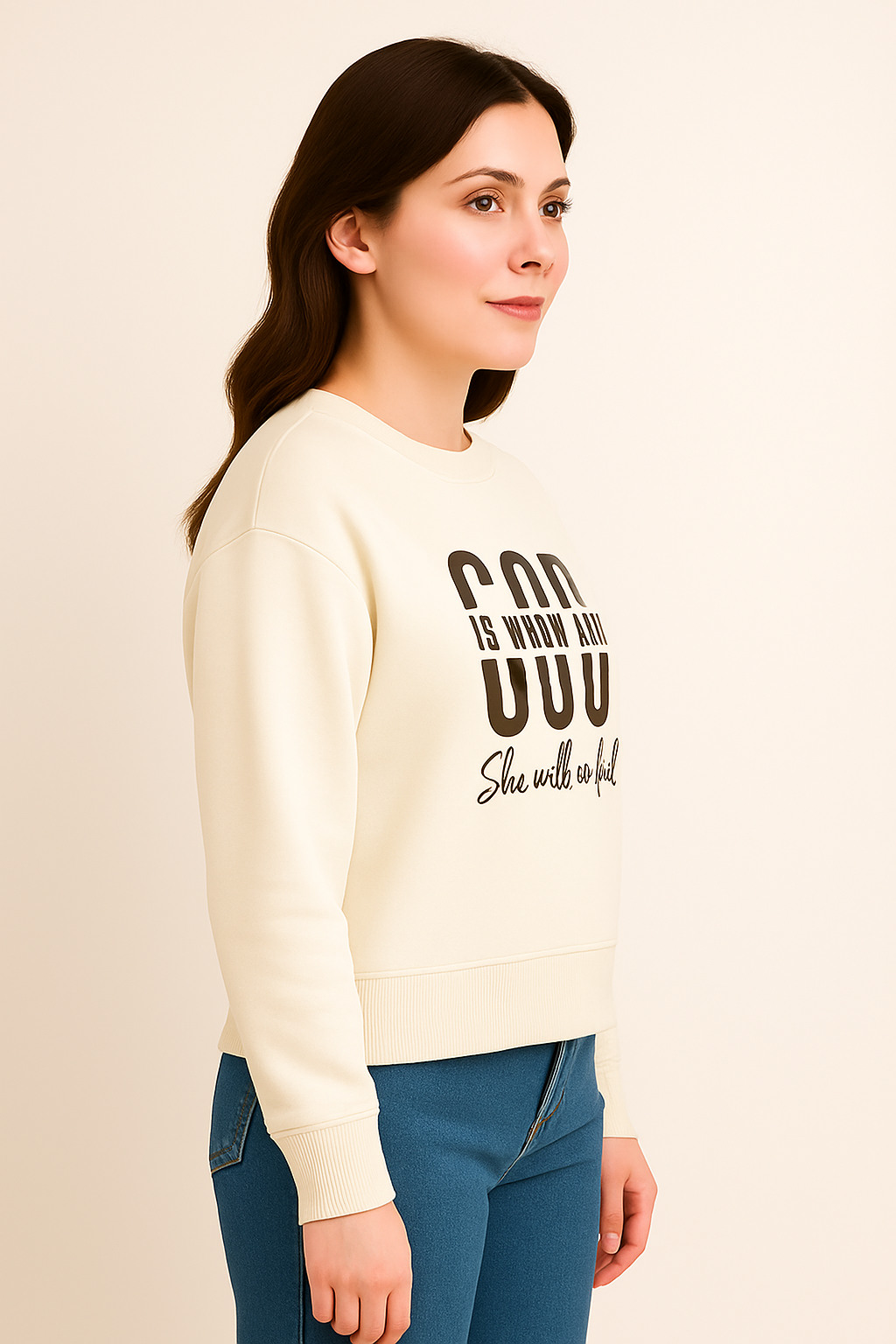 Off White Premium Sweatshirt – Luxury Comfort, Motivational HD Print