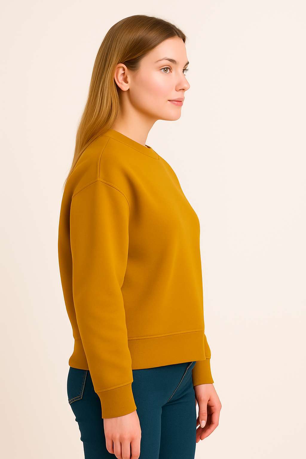 Deep Mustard Classic Sweatshirt – Timeless Style, Luxury Comfort