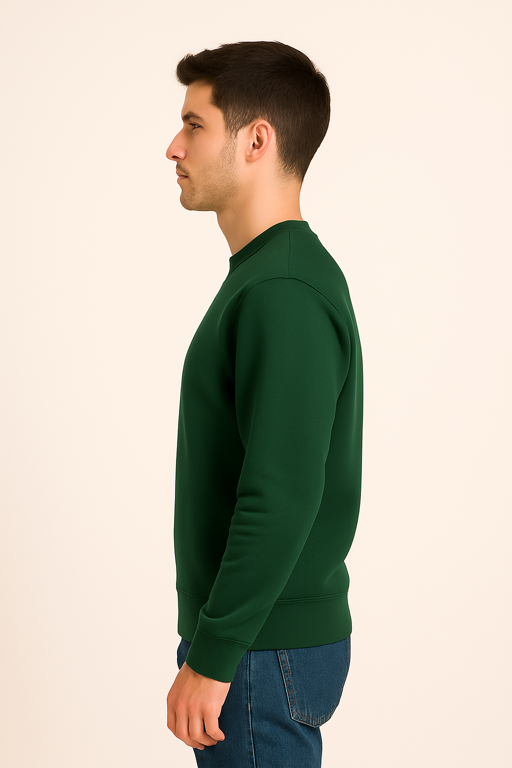 Classic Bottle Green Round neck Sweatshirt – Minimal & Timeless