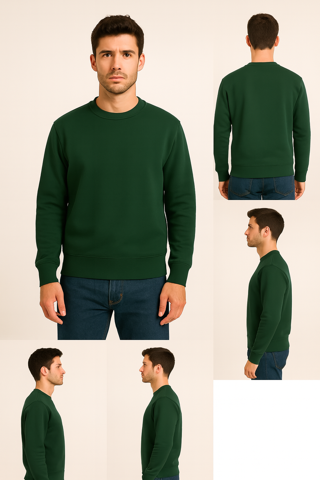 Classic Bottle Green Round neck Sweatshirt – Minimal & Timeless
