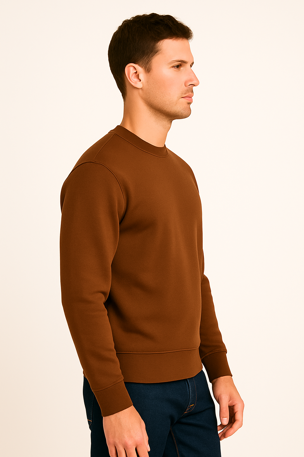 Classic Brown Round neck Sweatshirt – Minimal & Timeless