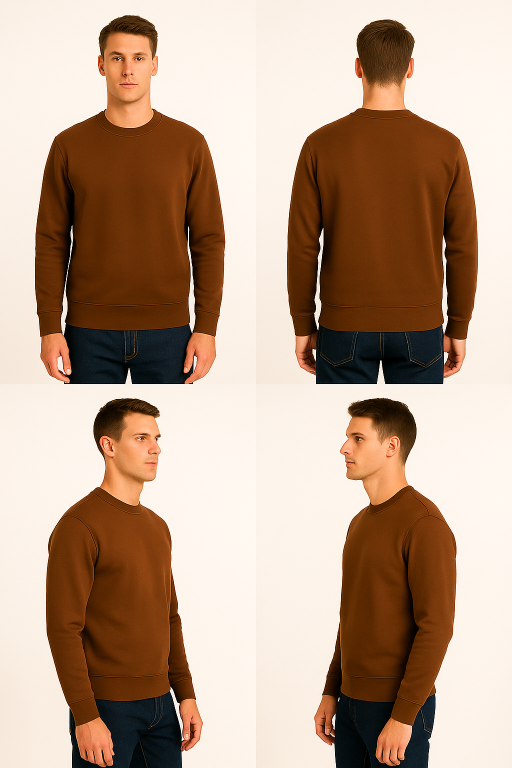 Classic Brown Round neck Sweatshirt – Minimal & Timeless