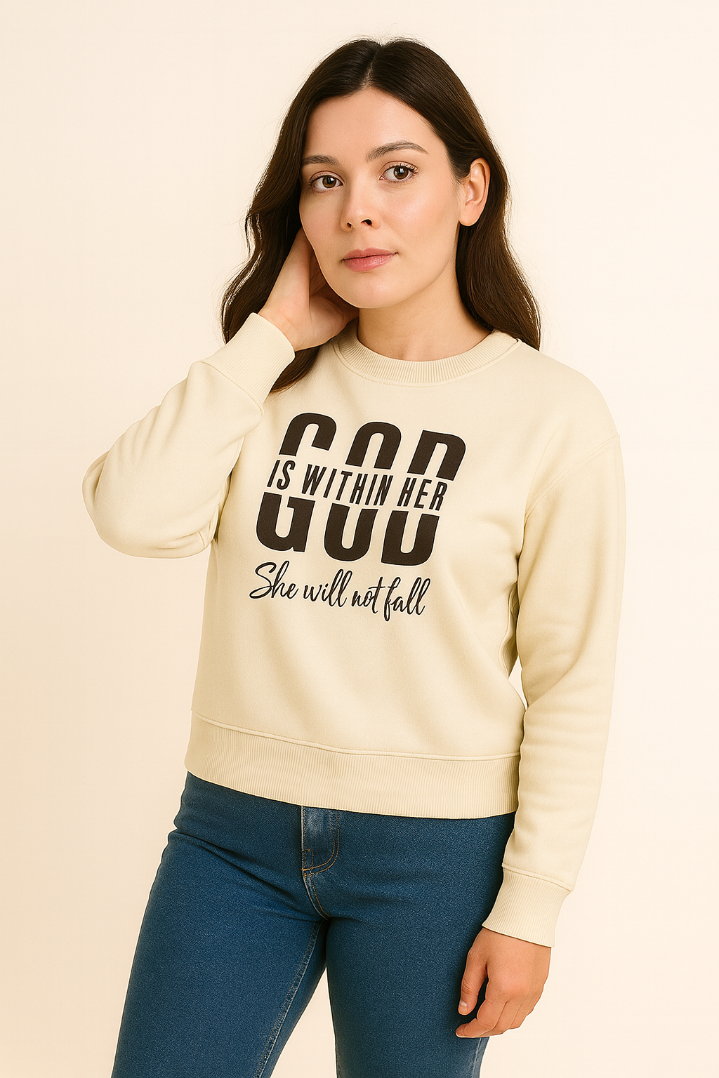 Off White Premium Sweatshirt – Luxury Comfort, Motivational HD Print