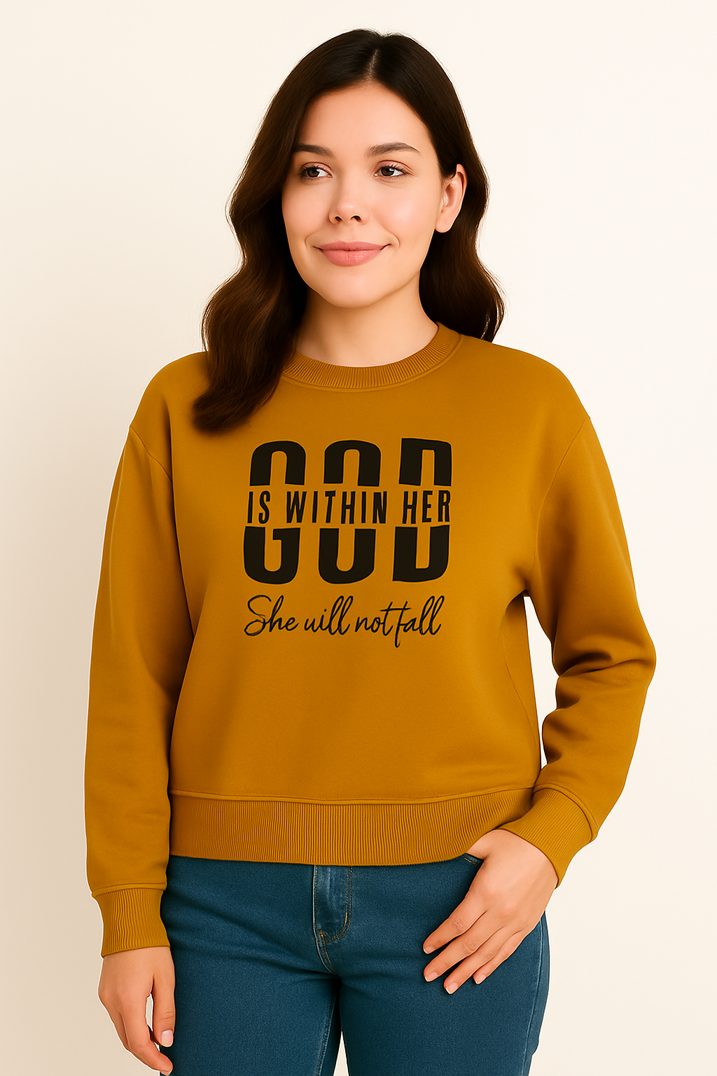Mustard Yellow  Premium Sweatshirt – Luxury Comfort, Motivational HD Print