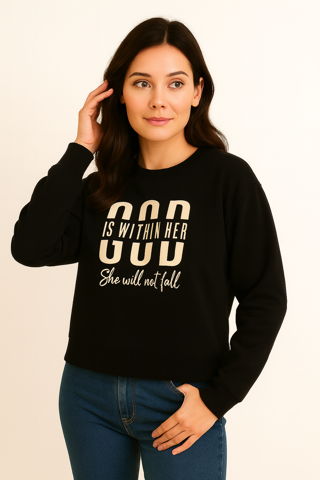 Black Premium Sweatshirt – Luxury Comfort, Motivational HD Print