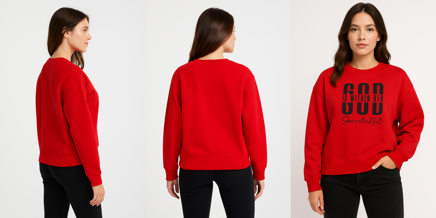 Red Premium Sweatshirt – Luxury Comfort, Motivational HD Print