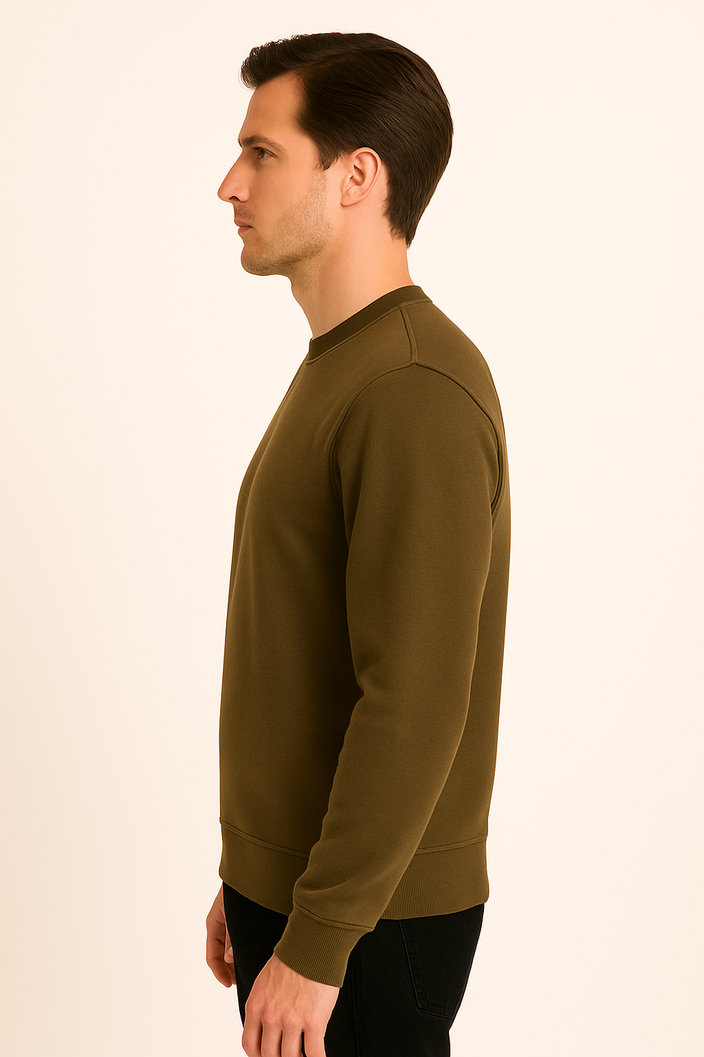 Classic Olive Green Round neck Sweatshirt – Minimal & Timeless