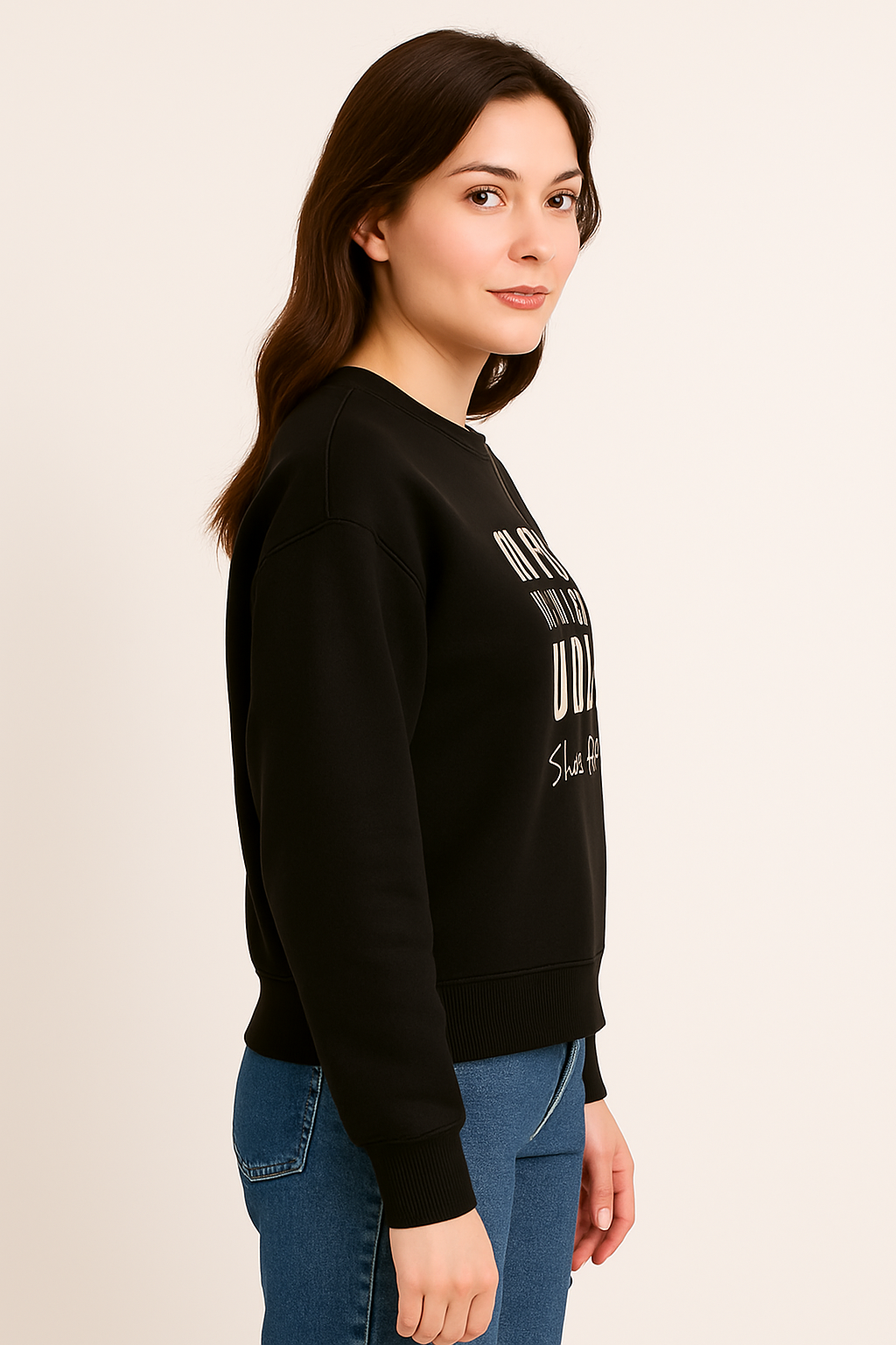Black Premium Sweatshirt – Luxury Comfort, Motivational HD Print