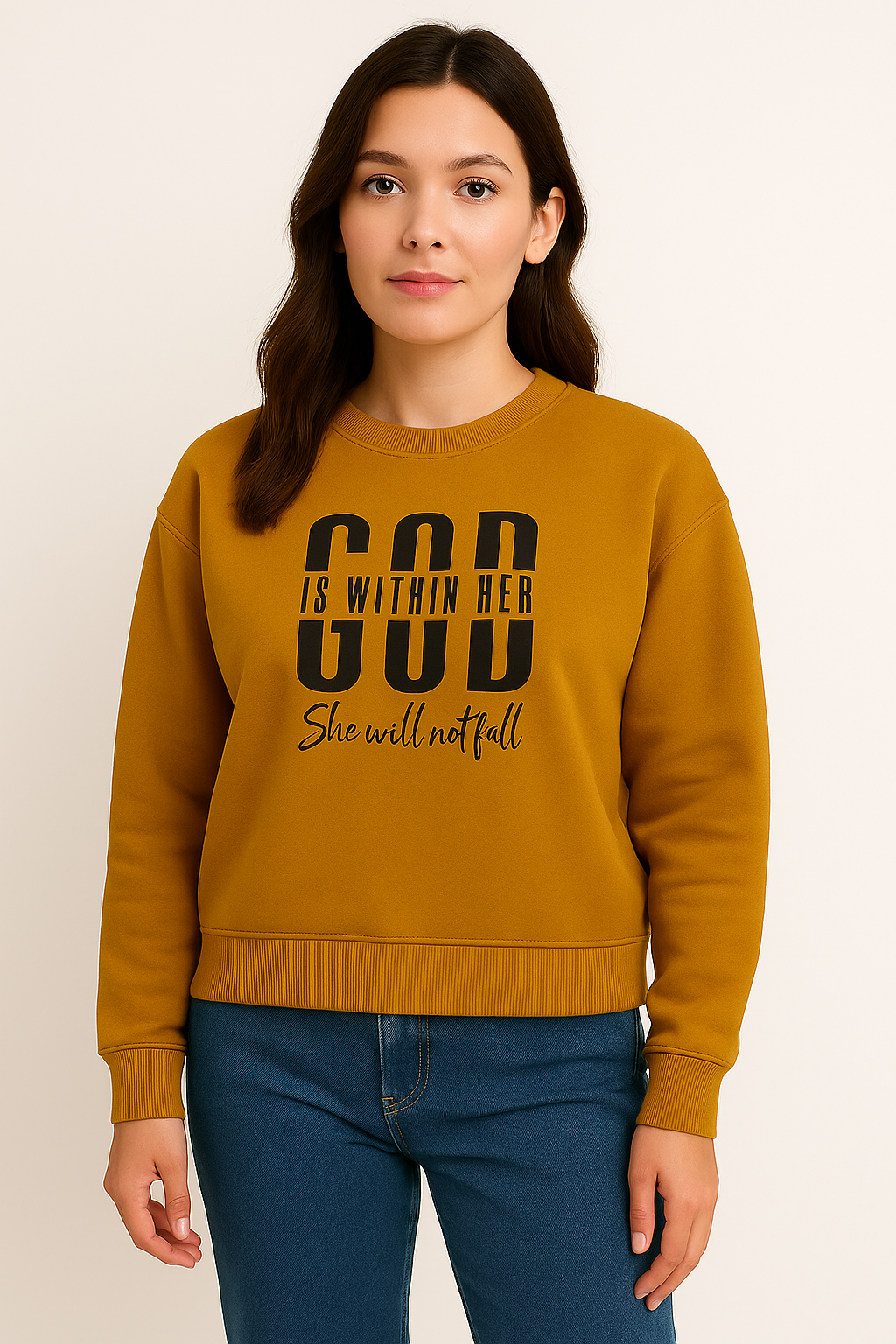 Mustard Yellow  Premium Sweatshirt – Luxury Comfort, Motivational HD Print