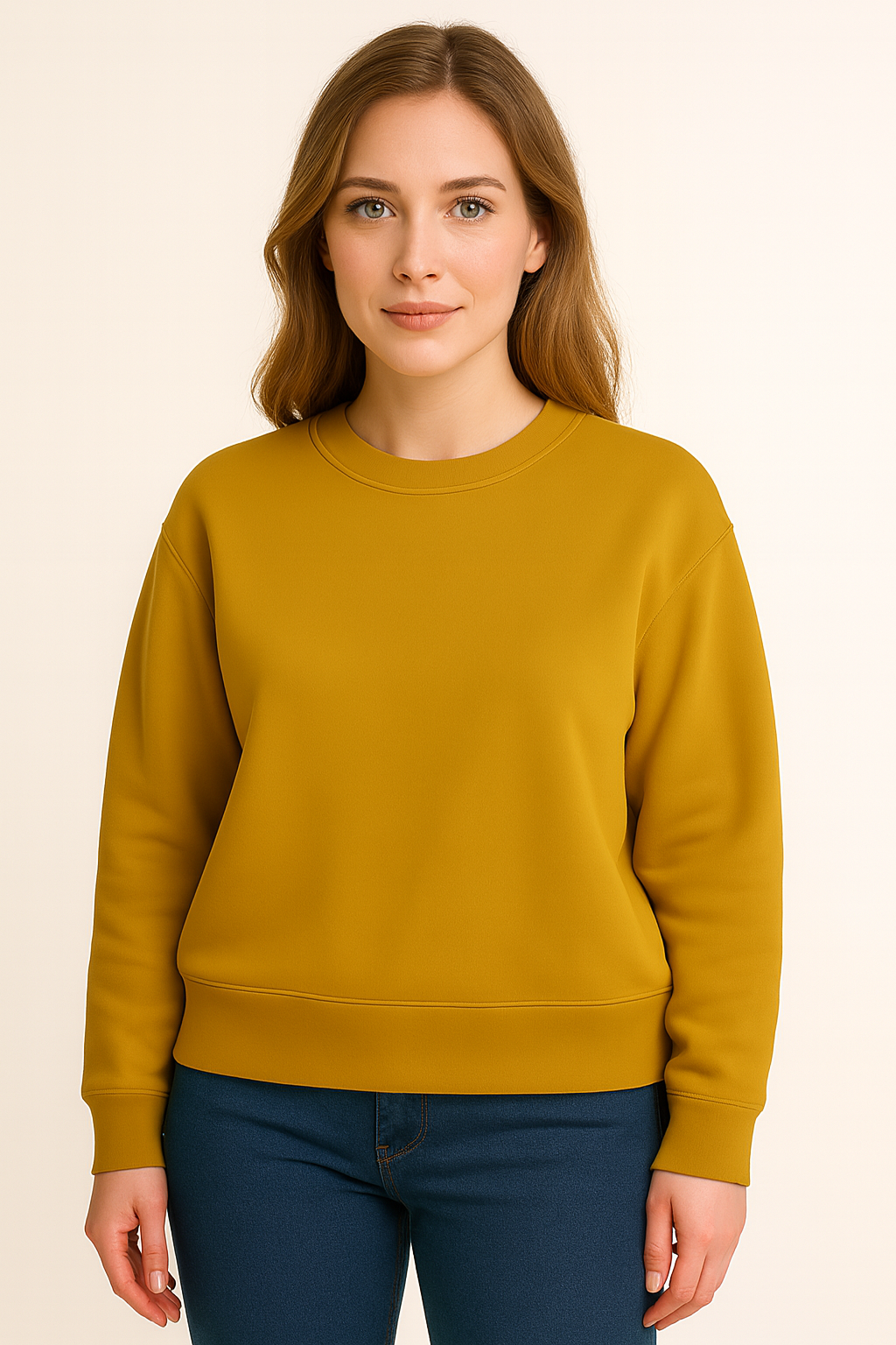 Deep Mustard Classic Sweatshirt – Timeless Style, Luxury Comfort