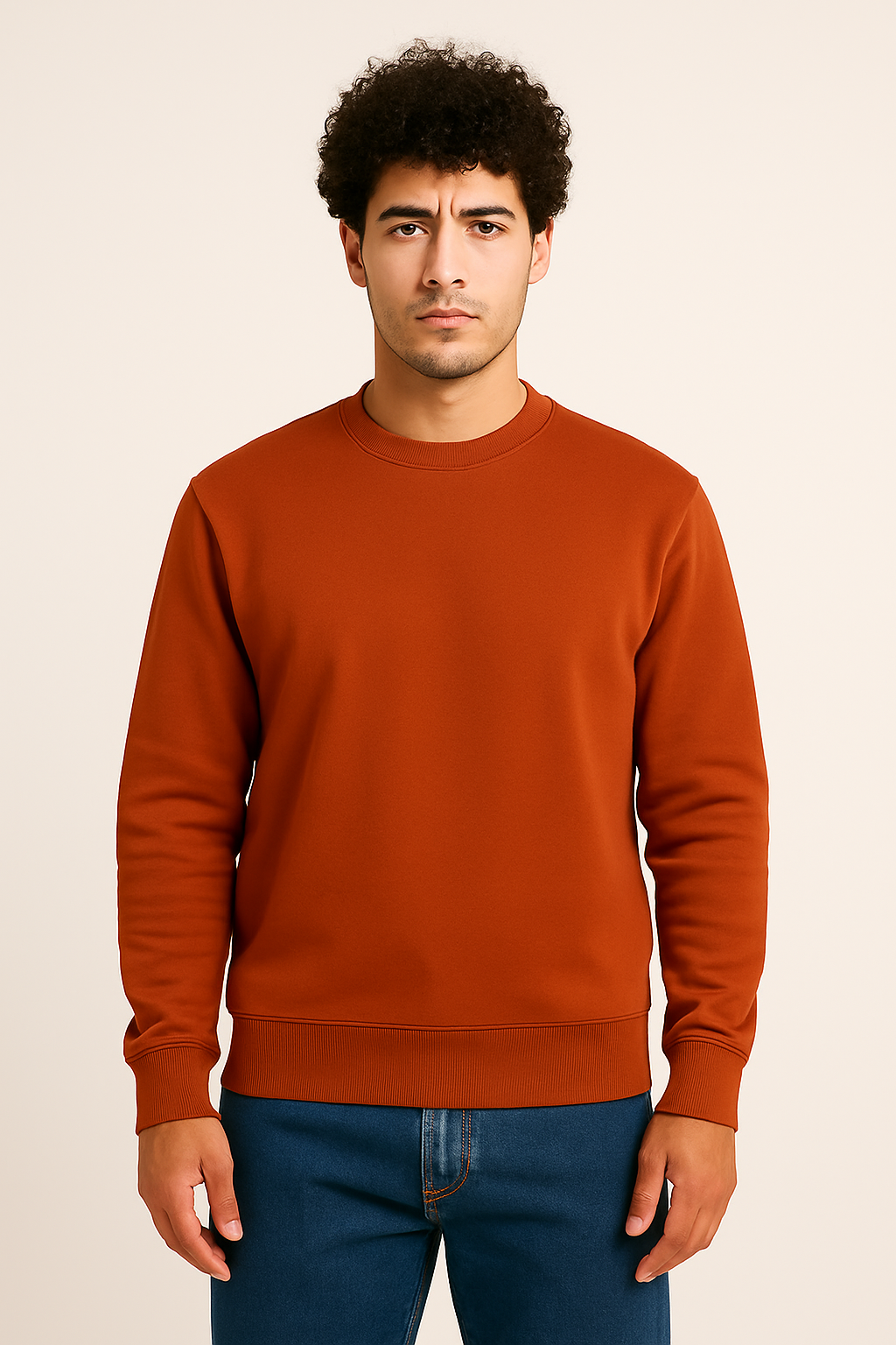 Classic Rust Brown Round neck Sweatshirt – Minimal & Timeless