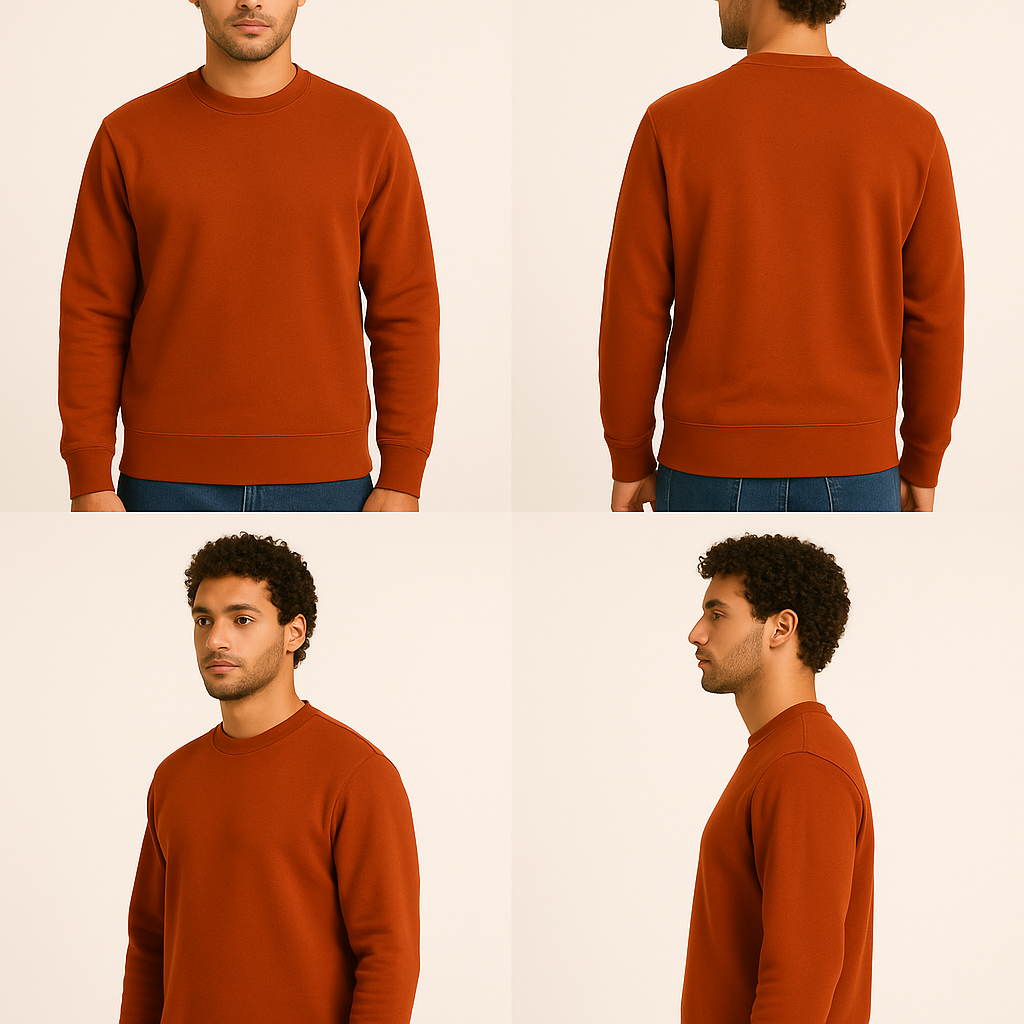 Classic Rust Brown Round neck Sweatshirt – Minimal & Timeless