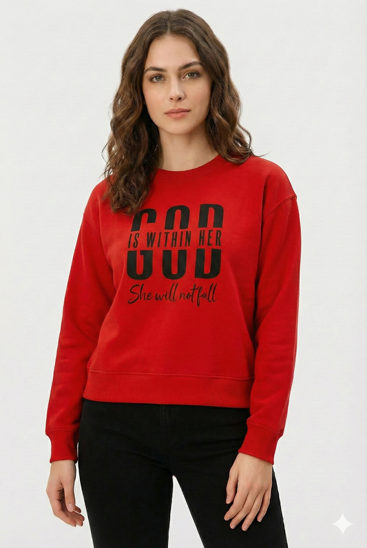 Red Premium Sweatshirt – Luxury Comfort, Motivational HD Print
