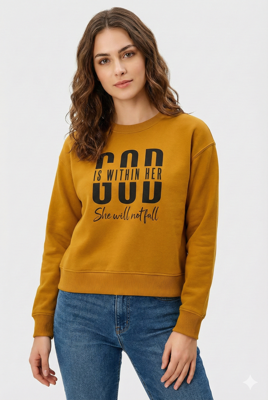 Mustard Yellow  Premium Sweatshirt – Luxury Comfort, Motivational HD Print