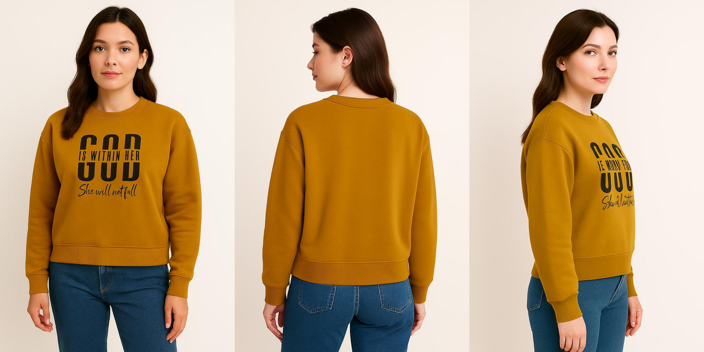 Mustard Yellow  Premium Sweatshirt – Luxury Comfort, Motivational HD Print